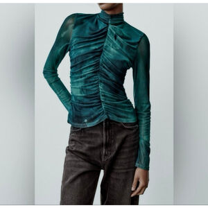 Zara Printed Tulle Top